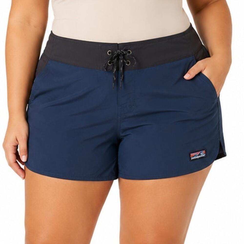 Patagonia Wavefarer Board Shorts Womens 18 Blue Gray NetPlus 5in Swim Surf